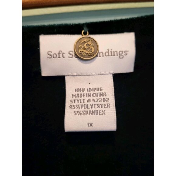 Soft Surroundings Green Hyannis Velvet Faux Wrap Holiday Midi Dress Sz 1X - Picture 5 of 6